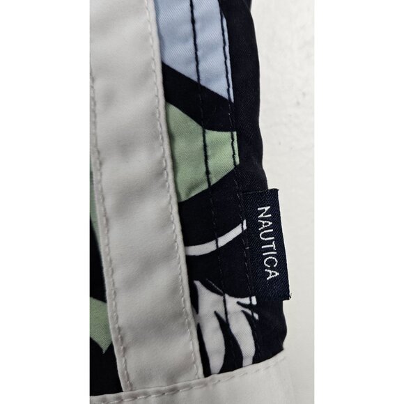 Nautica Mens Size M Floral Tropical Swim Trunks Navy & Green Mesh Lining Beach - Picture 6 of 11